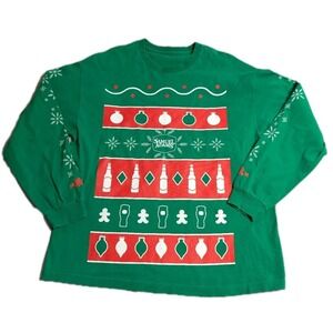Samuel Adams Beer‎ Holiday Christmas Long Sleeve T Shirt With Decorations XL